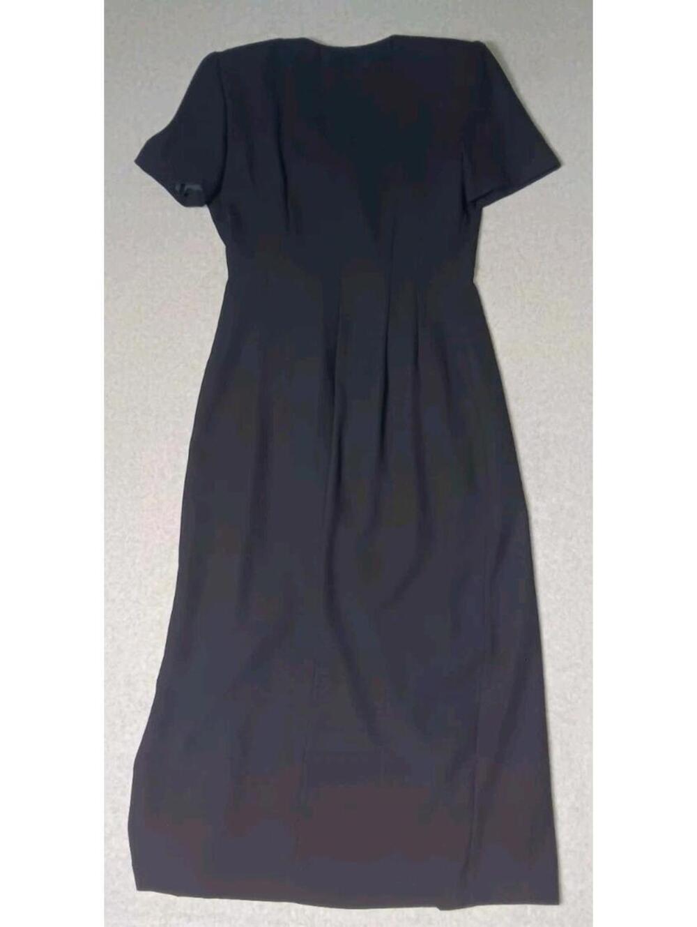 Maggie London Partial Wrap Maxi Dress Womens Size 8 Black Padded Shoulders... - Picture 8 of 11